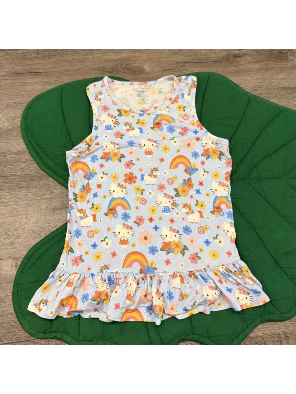 Posh Peanut Hello Kitty Bamboo Girls 10-12Y Springtime Blue Ruffled Tank Top